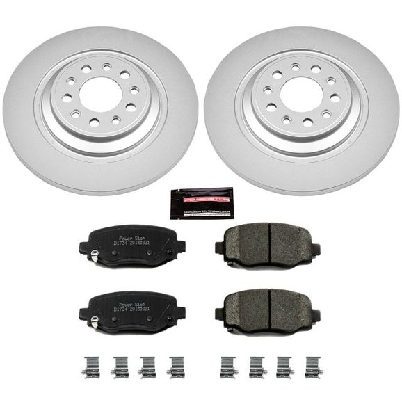 Power Stop Rear Z17 Evolution Geomet Coated Brake Kit Power Stop CRK6542 Rear Z17 Evolution Geomet Coated Brake Kit for 14-18 Jeep Cherokee KL with Dual Piston Front Calipers