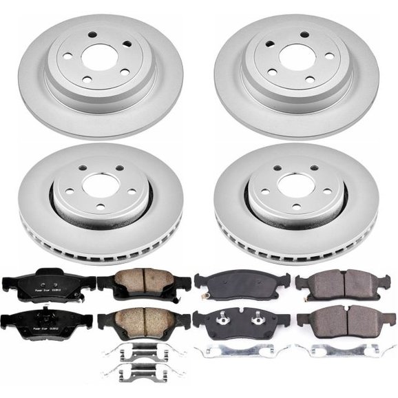 Power Stop Front & Rear Z17 Evolution Geomet Coated Brake Kit Power Stop CRK7413 Front & Rear Z17 Evolution Geomet Coated Brake Kit for 17-18 Jeep Grand Cherokee WK