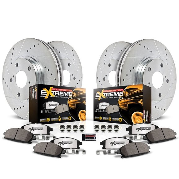 Power Stop Front & Rear Z36 Extreme Performance Truck & Tow Brake Kit Power Stop K15073DK-36 Front & Rear Z36 Extreme Performance Truck & Tow Brake Kit for 91-99 Jeep Wrangler YJ, TJ, and Cherokee XJ with 9" Rear Brakes