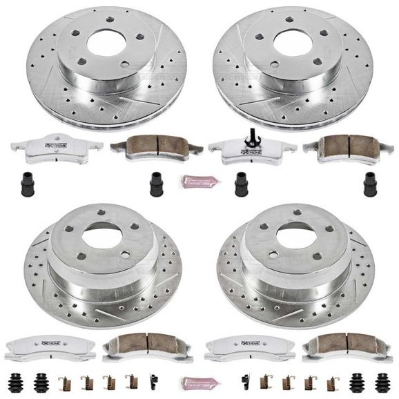 Power Stop Front & Rear Z26 Street Warrior Performance Brake Kit Power Stop K2148-26 Front & Rear Z26 Street Warrior Performance Brake Kit for 99-02 Jeep Grand Cherokee WJ with Teves Calipers
