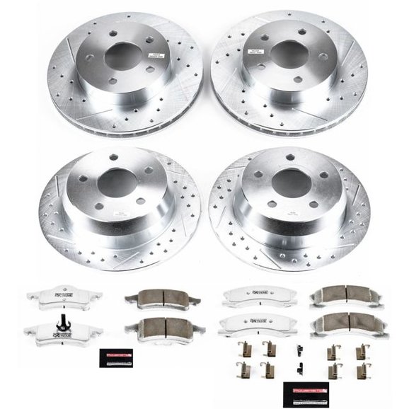 Power Stop Front & Rear Z26 Street Warrior Performance Brake Kit Power Stop K2150-26 Front & Rear Z26 Street Warrior Performance Brake Kit for 99-04 Jeep Grand Cherokee WJ with Akebono Calipers