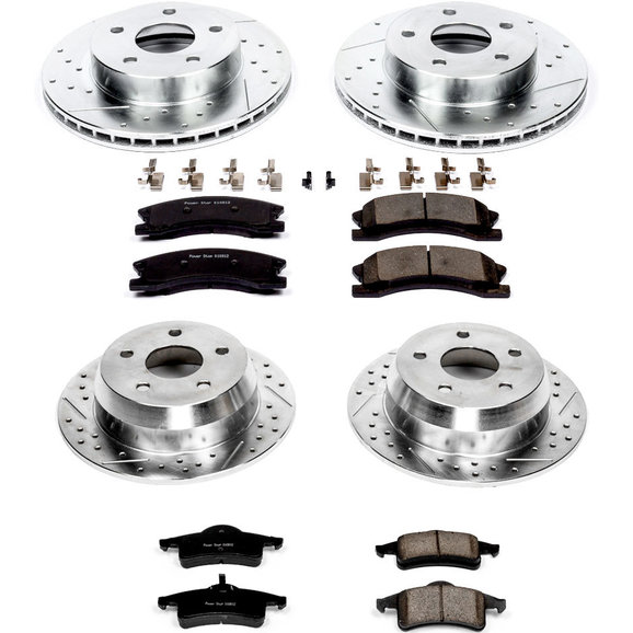 Power Stop Front & Rear Z23 Evolution Sport Performance 1-Click Brake Kit Power Stop K2150 Front & Rear Z23 Evolution Sport Performance 1-Click Brake Kit for 99-04 Jeep Grand Cherokee WJ with Akebono Calipers
