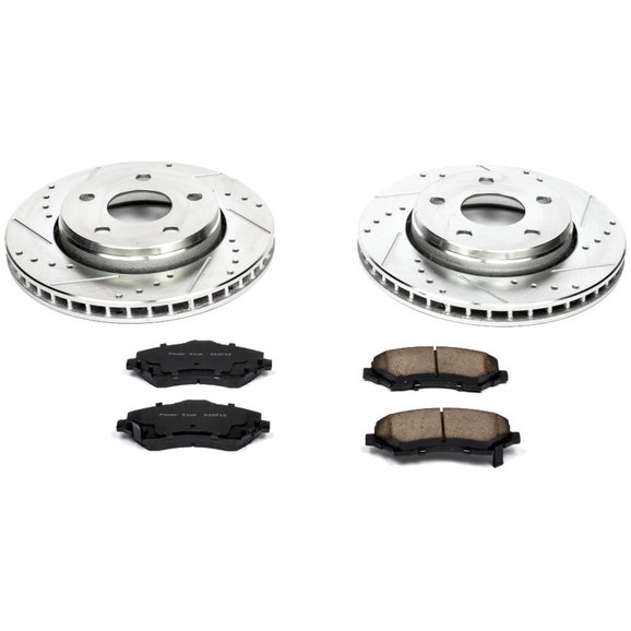 Power Stop Front Z23 Evolution Sport Performance 1-Click Brake Kit Power Stop K3097 Front Z23 Evolution Sport Performance 1-Click Brake Kit for 07-18 Jeep Wrangler JK