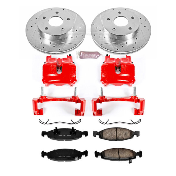 Power Stop Front Z23 Evolution Sport Performance 1-Click Brake Kit with Calipers Power Stop KC2147 Front Z23 Evolution Sport Performance 1-Click Brake Kit with Calipers for 99-02 Jeep Grand Cherokee WJ with Teves Calipers