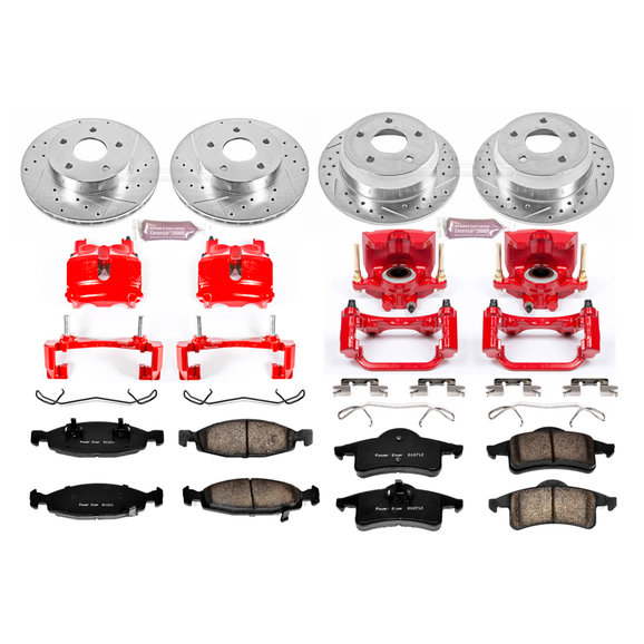Power Stop Front & Rear Z23 Evolution Sport Performance 1-Click Brake Kit with Calipers Power Stop KC2148 Front & Rear Z23 Evolution Sport Performance 1-Click Brake Kit with Calipers for 99-02 Jeep Grand Cherokee WJ with Teves Calipers