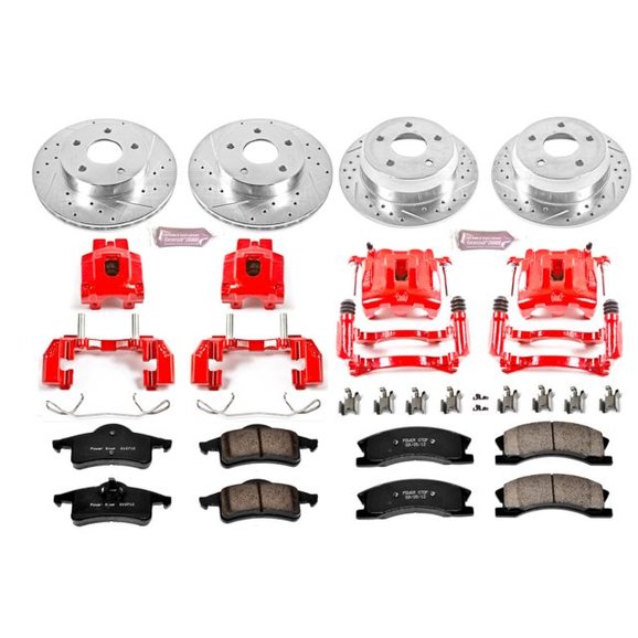 Power Stop Front & Rear Z23 Evolution Sport Performance 1-Click Brake Kit with Powder Coated calipers Power Stop KC2150 Front & Rear Z23 Evolution Sport Performance 1-Click Brake Kit with Powder Coated calipers for 99-04 Jeep Grand Cherokee WJ with Akebono Calipers