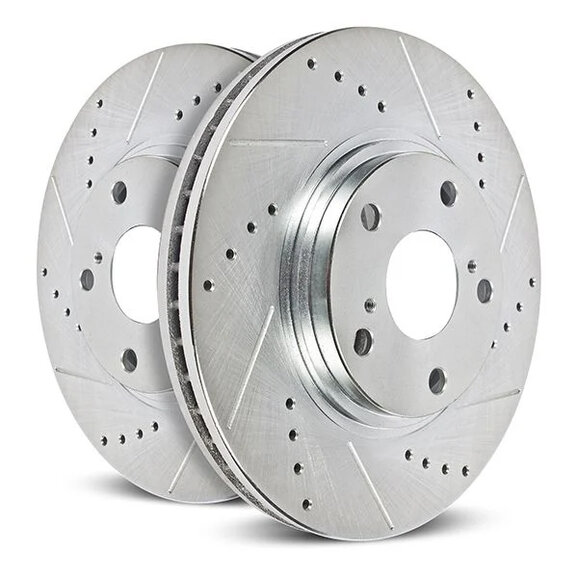 PowerStop Evolution Drilled, Slotted & Zinc Plated Rear Rotors PowerStop JBR1921XPR Evolution Drilled, Slotted & Zinc Plated Rear Rotors for 24-26 Toyota Tacoma