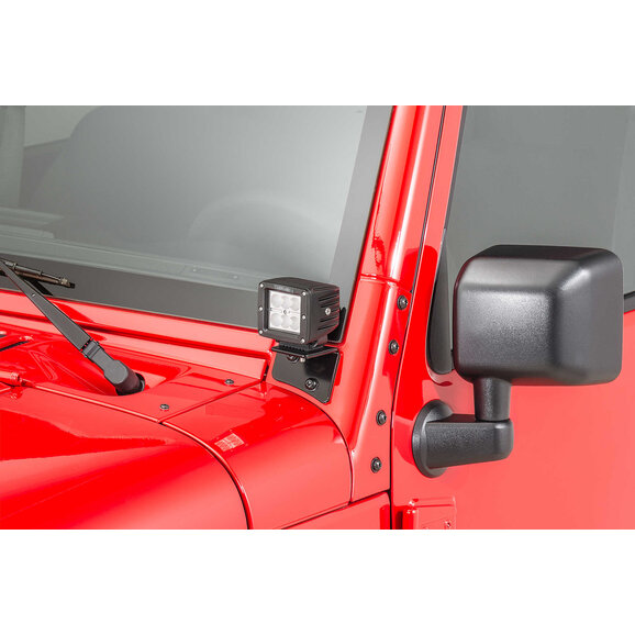 Carnivore  3" Cube LED with Wiring Harness & Windshield Mounting Brackets for 07-18 Jeep Wrangler JK