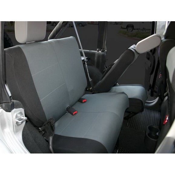 Rampage Products Polycanvas Rear Seat Covers in Black & Gray Rampage Products 5057821 Polycanvas Rear Seat Covers in Black & Gray for 07-12 Jeep Wrangler Unlimited JK 4 Door