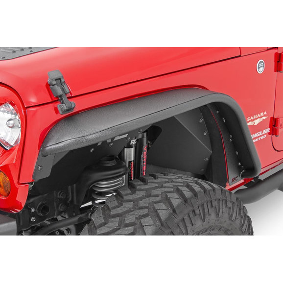 Rough Country Front Tubular Fender Flares Rough Country 10531 Front Tubular Fender Flares for 07-18 Jeep Wrangler JK