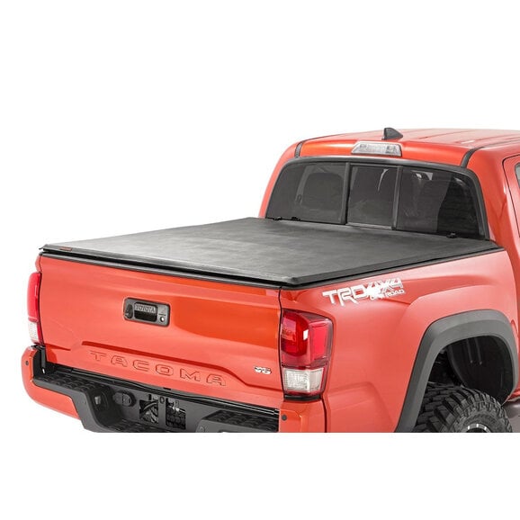 Rough Country Soft Tri-Fold Bed Cover Rough Country 41716501A Soft Tri-Fold Bed Cover for 16-23 Toyota Tacoma with 5' Bed