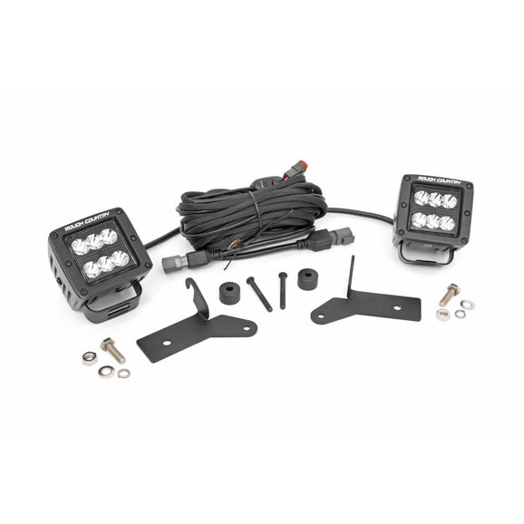 Rough Country 2in LED Cube Light Lower Windshield Kit Rough Country  2in LED Cube Light Lower Windshield Kit for 18-25 Jeep Wrangler JL & Gladiator JT