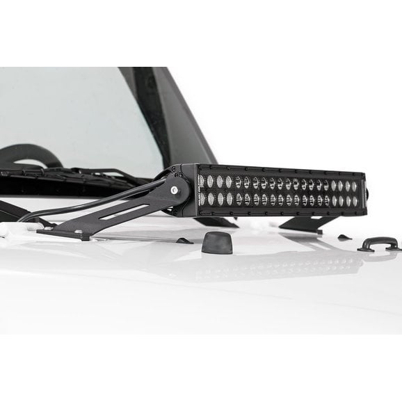 Rough Country 20in LED Light Bar Hood Mount Kit Rough Country 70533 20in LED Light Bar Hood Mount Kit for 07-18 Jeep Wrangler JK