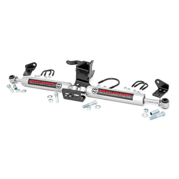 Rough Country N3 Dual Steering Stabilizer Rough Country 87304 N3 Dual Steering Stabilizer for 18-23 Jeep Wrangler JL & Gladiator JT with 2.5-8 Inch Lift