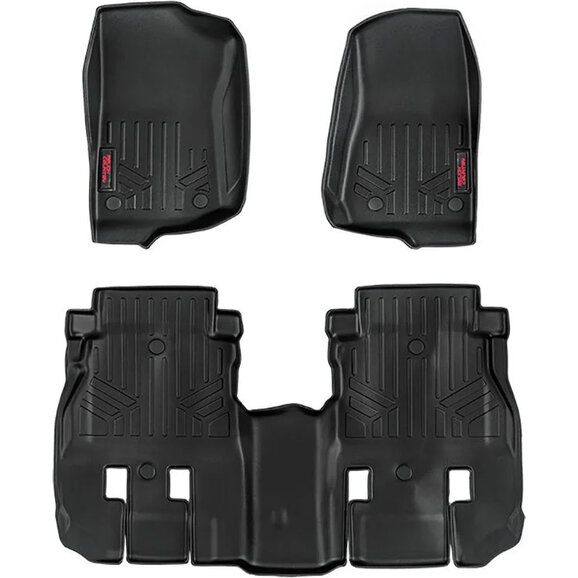 Rough Country Front & Rear Heavy Duty Fitted Floor Mats Rough Country M-60112 Front & Rear Heavy Duty Fitted Floor Mats for 18-25 Jeep Wrangler JL Unlimited
