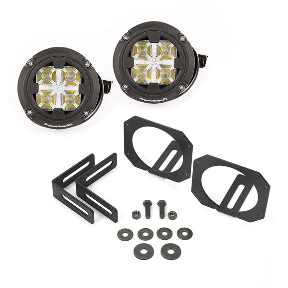 Rugged Ridge Dual Round LED Light Mount Kit Rugged Ridge 11232.17 Dual Round LED Light Mount Kit for 07-18 Jeep Wrangler JK