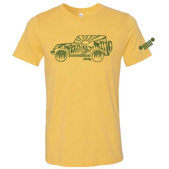 Jeep Merchandise Mens Jeep Atomic Side Short Sleeve T-Shirt in Gold Heather Jeep Merchandise Mens Jeep Atomic Side Short Sleeve T-Shirt in Gold Heather