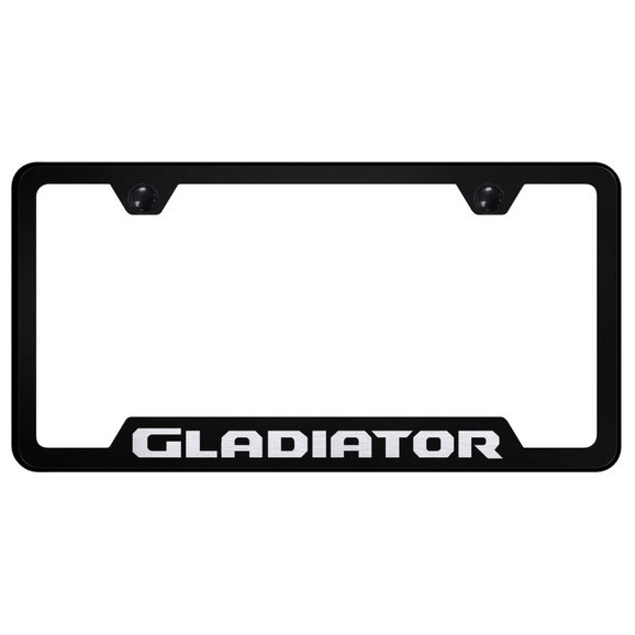 Automotive Gold Laser Etched Stainless Gladiator Cut-Out License Plate Frame Automotive Gold  Laser Etched Stainless Gladiator Cut-Out License Plate Frame