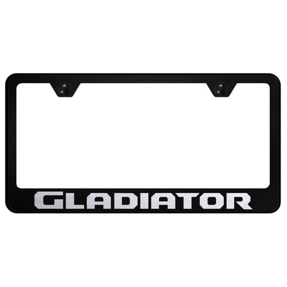 Automotive Gold Laser Etched Stainless Gladiator License Plate Frame Automotive Gold  Laser Etched Stainless Gladiator License Plate Frame