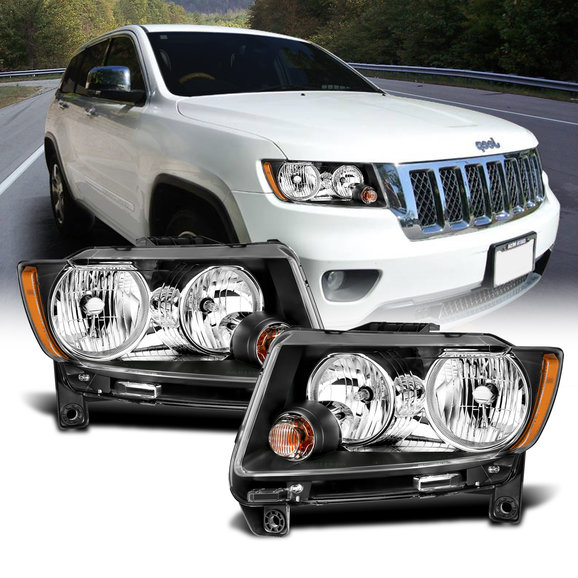 Anzo USA Crystal Halogen Headlight-Pair w/Black Housing Anzo USA 111432 Crystal Halogen Headlight-Pair w/Black Housing for 11-13 Grand Cherokee WK