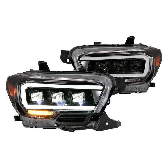 Anzo USA Plank Style Black DRL Bar Projector LED Headlights Anzo USA 111496 Plank Style Black DRL Bar Projector LED Headlights for 16-23 Toyota Tacoma