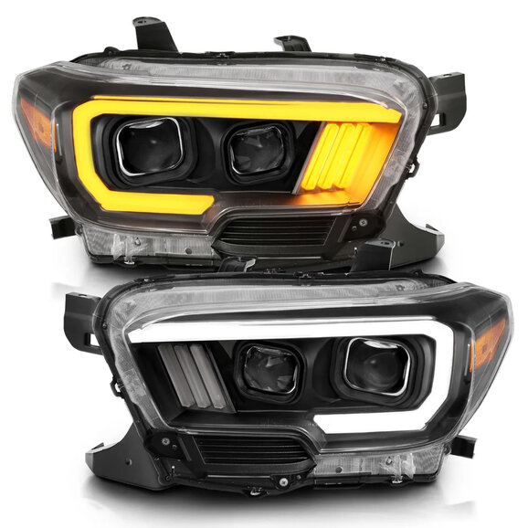 Anzo USA Projector Plank Style Switchback Headlights Black Anzo USA Projector Plank Style Switchback Headlights Black for 16-23 Toyota Tacoma