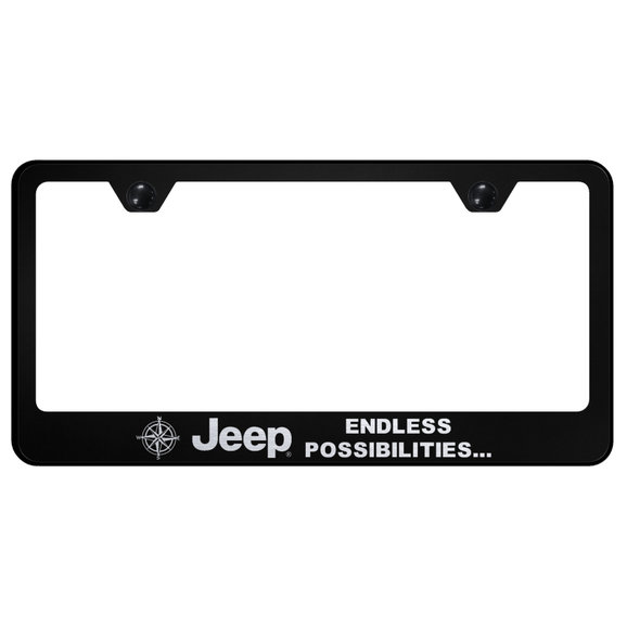 Automotive Gold Laser Etched Stainless Jeep Endless Possibilities License Plate Frame Automotive Gold Laser Etched Stainless Jeep Endless Possibilities License Plate Frame