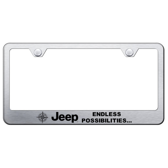 Automotive Gold  Laser Etched Stainless Jeep Endless Possibilities License Plate Frame 