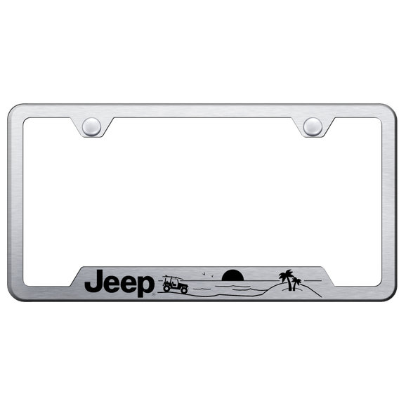 Automotive Gold  Laser Etched Stainless Jeep Beach License Plate Frame 
