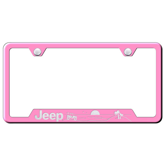 Automotive Gold  Laser Etched Stainless Jeep Beach License Plate Frame 