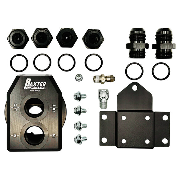 Baxter Performance 6-Port Remote Oil Filter Mount Baxter Performance RU-303-BK 6-Port Remote Oil Filter Mount