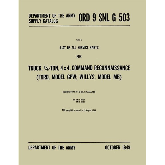 Bishko Automotive Literature Factory Authorized Parts Catalog Bishko Automotive Literature  Factory Authorized Parts Catalog for 41-73 Vintage Jeeps