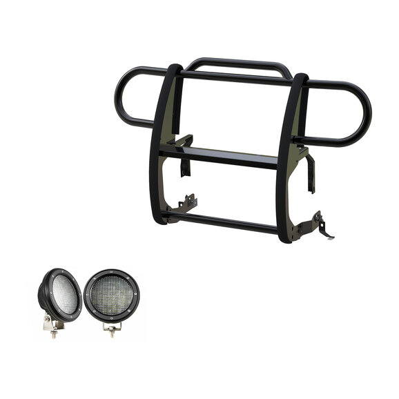 Black Horse Off Road Grille Guard with 5.3" Round LED Lights Black Horse Off Road 17JPJLMA-PLFB Grille Guard with 5.3" Round LED Lights for 18-24 Jeep Wrangler JL & Gladiator JT