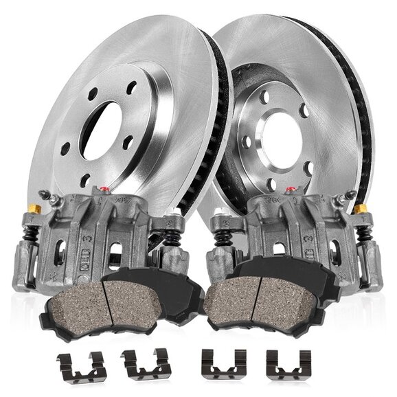 Callahan Brakes Front Replacement Brake Rotors with Ceramic Brake Pads & Brake Calipers Callahan Brakes CCO114992 Front Replacement Brake Rotors with Ceramic Brake Pads & Brake Calipers for 18-24 Jeep Wrangler JL (Code BRY)