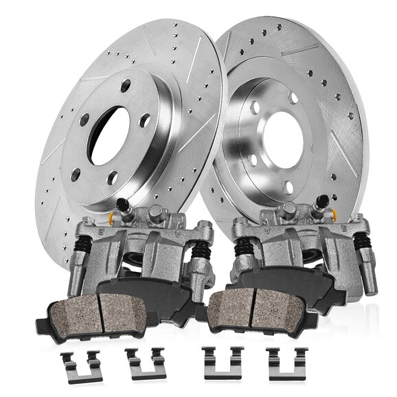Callahan Brakes Rear Brake Kit with Rotors, Ceramic Brake Pads & Brake Calipers Callahan Brakes K040054 Rear Brake Kit with Rotors, Ceramic Brake Pads & Brake Calipers for 18-24 Jeep Wrangler JL (Code BR2/BR6)