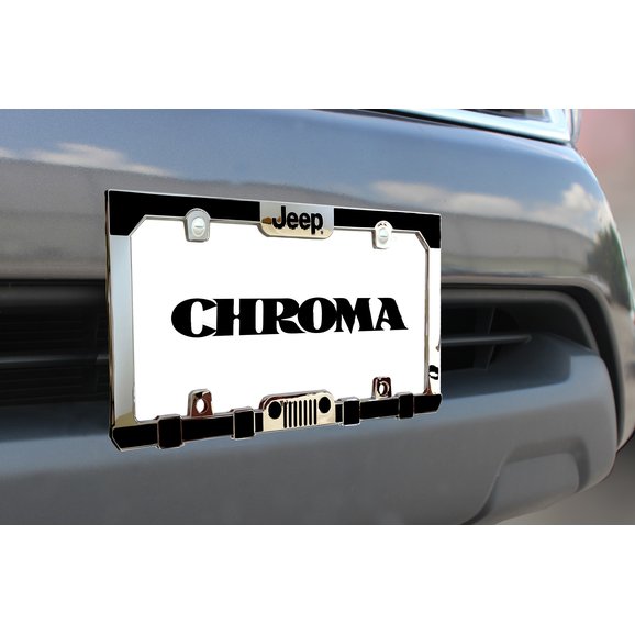 Chroma Graphics Jeep Grille & Bumper License Plate Frame in Chrome Finish Chroma Graphics 42517 Jeep Grille & Bumper License Plate Frame in Chrome Finish