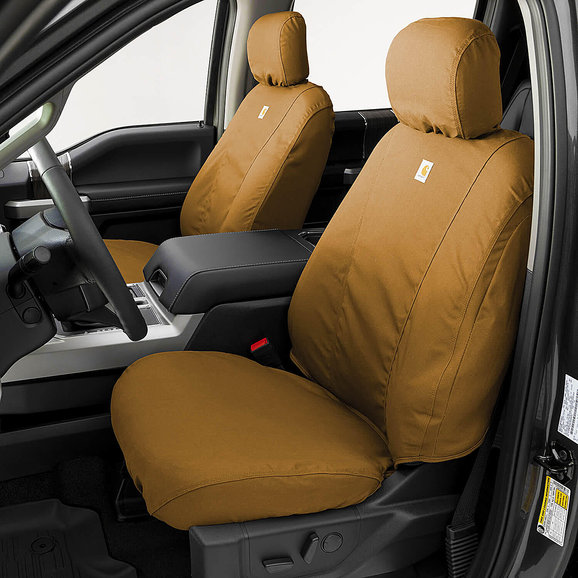 Covercraft Carhartt Precision Fit Front Seat Covers in Brown Covercraft GTJ1721CABN Carhartt Precision Fit Front Seat Covers in Brown for 13-18 Jeep Wrangler JK Unlimited 4-Door without Airbags