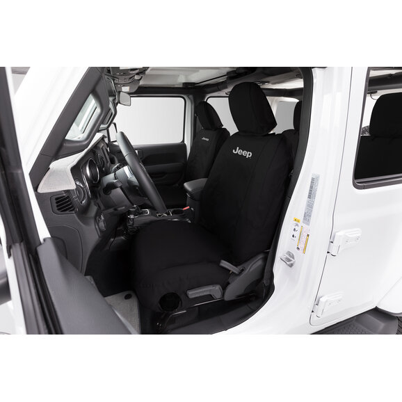 Covercraft "Jeep" Logo Endura SeatSaver Front Seat Covers Covercraft SSJ2468FJ11WFBK "Jeep" Logo Endura SeatSaver Front Seat Covers for 13-18 Jeep Wrangler JK