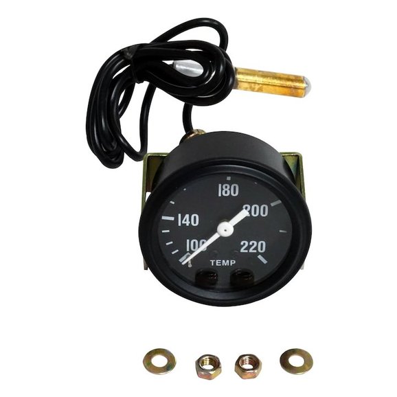 Water H20 Temperature Gauge Unlit Black Face & Bezel w/ 2 Hole Replacement for Jeep Willys MB & CJ2A 