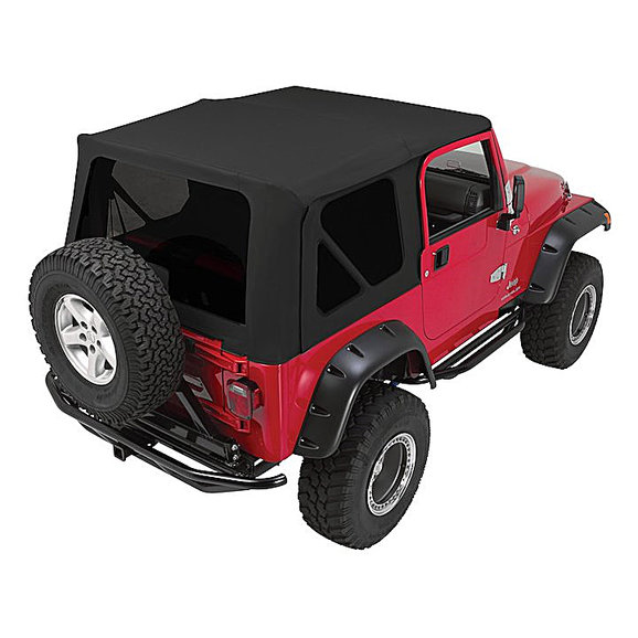 Crown Automotive Complete Soft Top in Black Diamond with Tinted Windows  Crown Automotive CT20035T Complete Soft Top in Black Diamond with Tinted Windows  for 76-95 Jeep CJ and Wrangler YJ with Full Steel Doors
