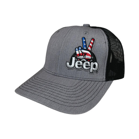 Jeep Merchandise Jeep Wave USA Patch in Heather Grey/Black Jeep Merchandise Hat-JwaveUSATkr-GryBlk Jeep Wave USA Patch in Heather Grey/Black