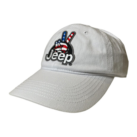 Jeep Merchandise Jeep Wave USA Chino Twill Patch Hat in White Jeep Merchandise Jeep Wave USA Chino Twill Patch Hat in White