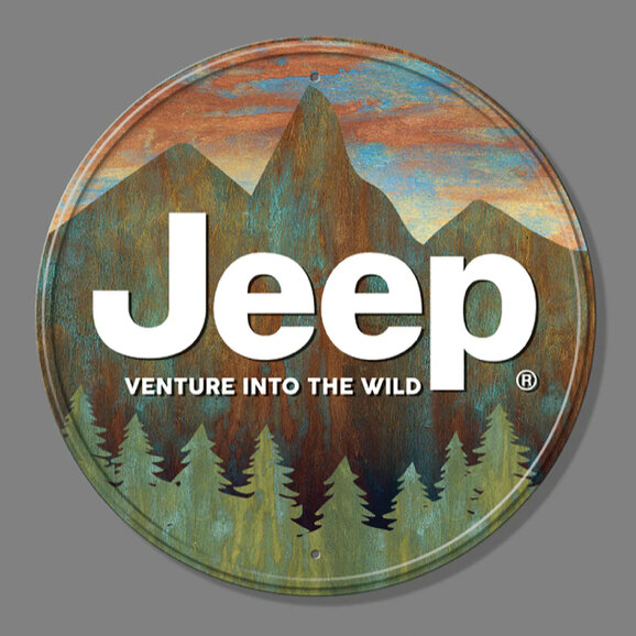 Jeep Merchandise Jeep Venture Into the Wild Metal Sign - 11.5" Diameter Jeep Merchandise Jeep Venture Into the Wild Metal Sign - 11.5" Diameter