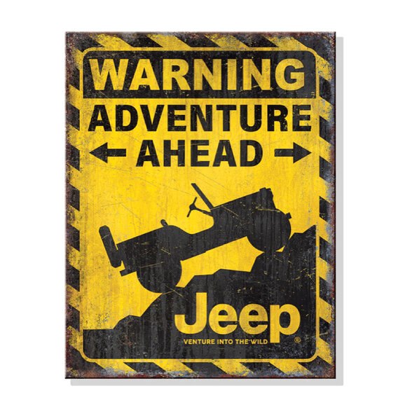 Jeep Merchandise Jeep Warning Adventure Ahead Meatl Sign - 12.5" x 16" Jeep Merchandise Jeep Warning Adventure Ahead Meatl Sign - 12.5" x 16"