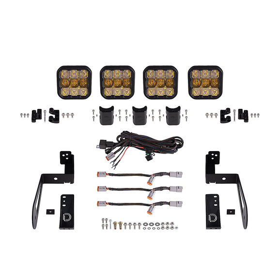 Diode Dynamics SS5 4-Pod CrossLink Grille Lightbar Kit Sport Yellow Combo Diode Dynamics DD7230 SS5 4-Pod CrossLink Grille Lightbar Kit Sport Yellow Combo for 07-18 Jeep Wrangler JK