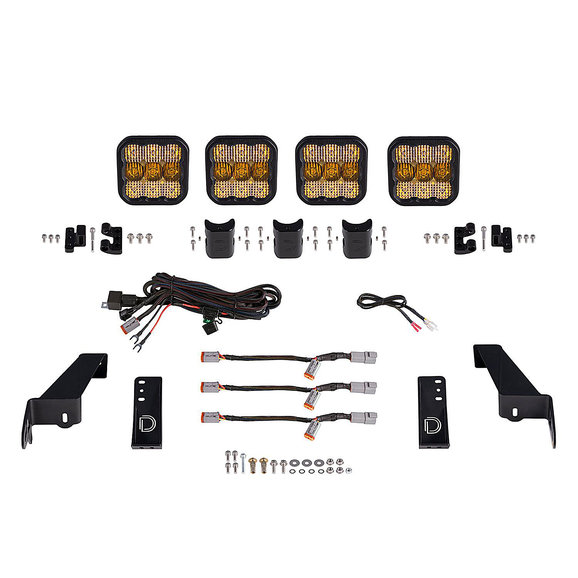 Diode Dynamics SS5 4-Pod CrossLink Grille Lightbar Kit Diode Dynamics DD6827 SS5 4-Pod CrossLink Grille Lightbar Kit for 18-22 Jeep Wrangler JL