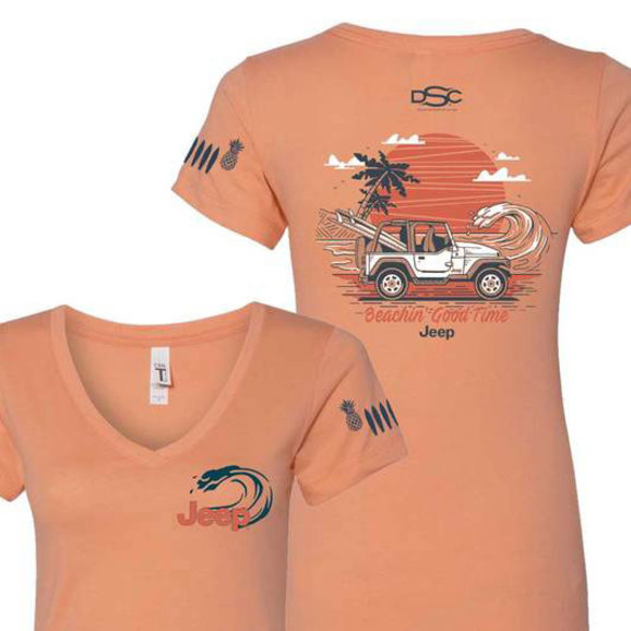 Jeep Merchandise Women s Jeep Beachin Good Time V Neck T Shirt