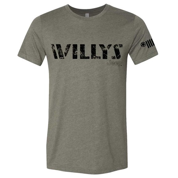 Jeep Merchandise Mens LDD Series Jeep Willys Short Sleeved T-Shirt in Military Green Jeep Merchandise Mens LDD Series Jeep Willys Short Sleeved T-Shirt in Military Green