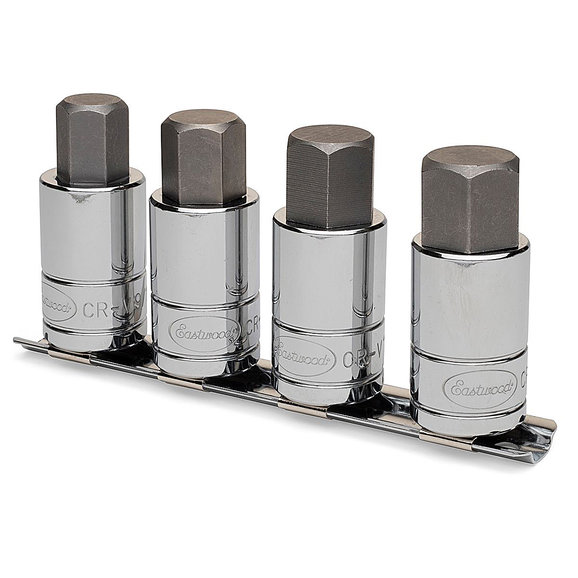 Eastwood 4-Piece 1/2" Drive Oversize SAE Hex Bit Set Eastwood 32532 4-Piece 1/2" Drive Oversize SAE Hex Bit Set