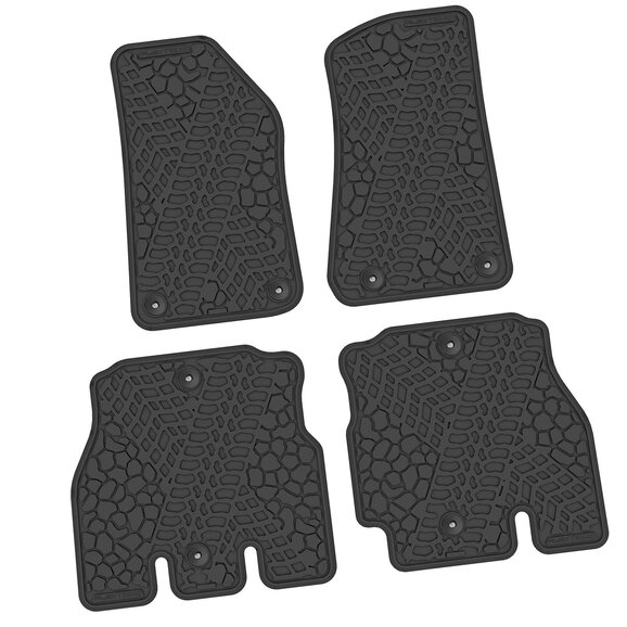 FlexTread Tire Tread/Scorched Earth Scene Front & Rear Floor Liners FlexTread Tire Tread/Scorched Earth Scene Front & Rear Floor Liners for 18-24 Jeep Wrangler JL Unlimited 4-Door